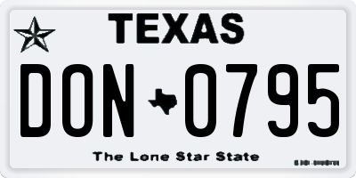 TX license plate DON0795