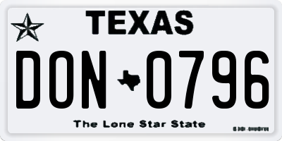 TX license plate DON0796