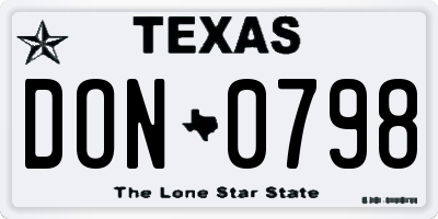 TX license plate DON0798