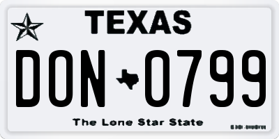 TX license plate DON0799
