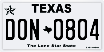 TX license plate DON0804