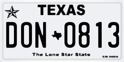 TX license plate DON0813