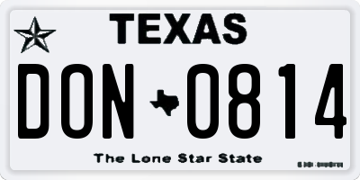 TX license plate DON0814