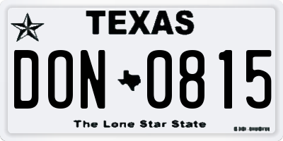 TX license plate DON0815