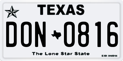 TX license plate DON0816