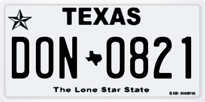 TX license plate DON0821