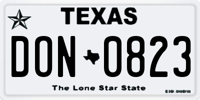 TX license plate DON0823