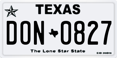 TX license plate DON0827