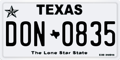 TX license plate DON0835