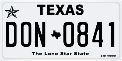 TX license plate DON0841