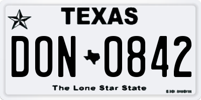 TX license plate DON0842