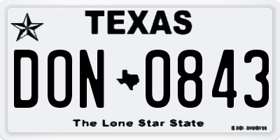 TX license plate DON0843