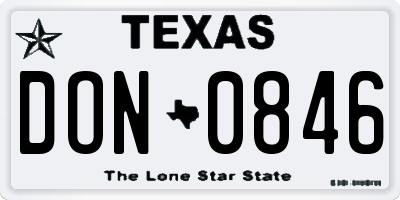 TX license plate DON0846