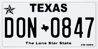 TX license plate DON0847