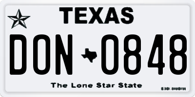 TX license plate DON0848