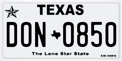 TX license plate DON0850