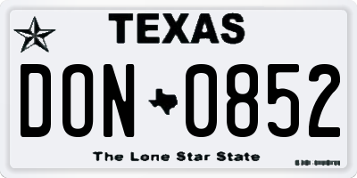 TX license plate DON0852