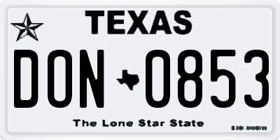 TX license plate DON0853