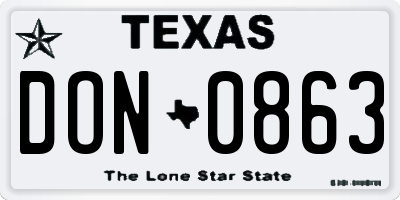 TX license plate DON0863