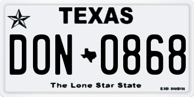 TX license plate DON0868