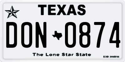 TX license plate DON0874