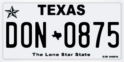 TX license plate DON0875