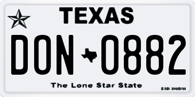 TX license plate DON0882