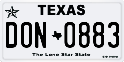 TX license plate DON0883