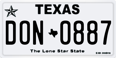 TX license plate DON0887
