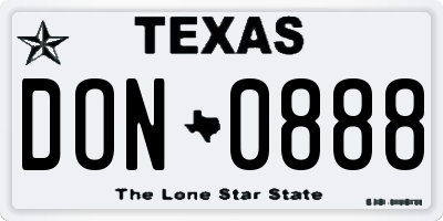 TX license plate DON0888