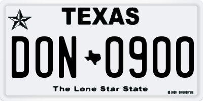 TX license plate DON0900