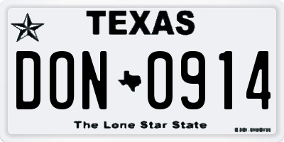 TX license plate DON0914