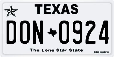 TX license plate DON0924