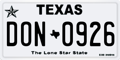TX license plate DON0926