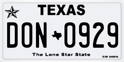 TX license plate DON0929