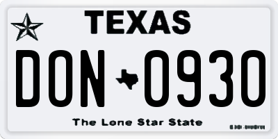 TX license plate DON0930