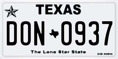 TX license plate DON0937