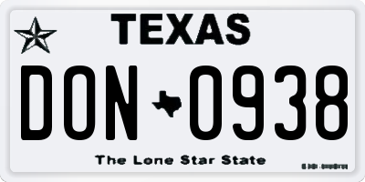 TX license plate DON0938
