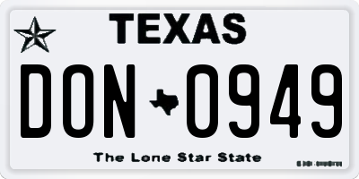 TX license plate DON0949