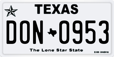 TX license plate DON0953