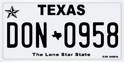 TX license plate DON0958