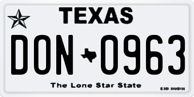 TX license plate DON0963