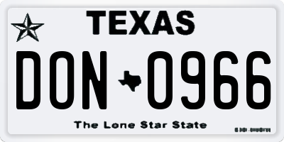 TX license plate DON0966