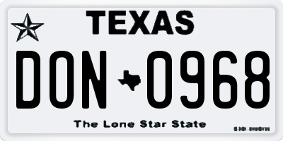 TX license plate DON0968