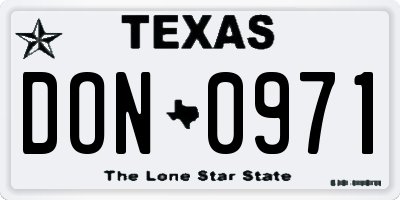 TX license plate DON0971
