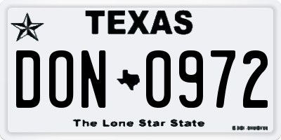 TX license plate DON0972