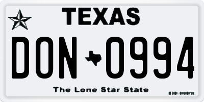 TX license plate DON0994