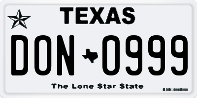 TX license plate DON0999