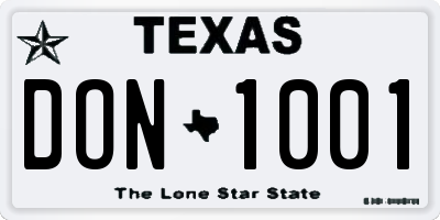 TX license plate DON1001
