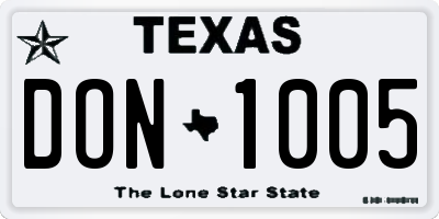 TX license plate DON1005
